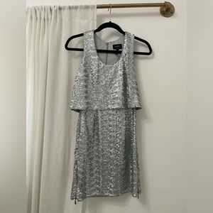 Silver Sequin cocktail dress with zipper sides
